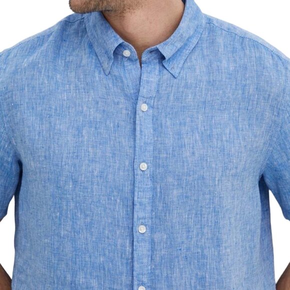 Simons Short Sleeve Button Up Shirt Men's Heritage Chic Flax Linen - Picture 3 of 13
